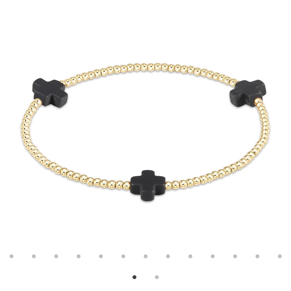 Enewton signature cross gold pattern 2mm bead bracelet in Onyx